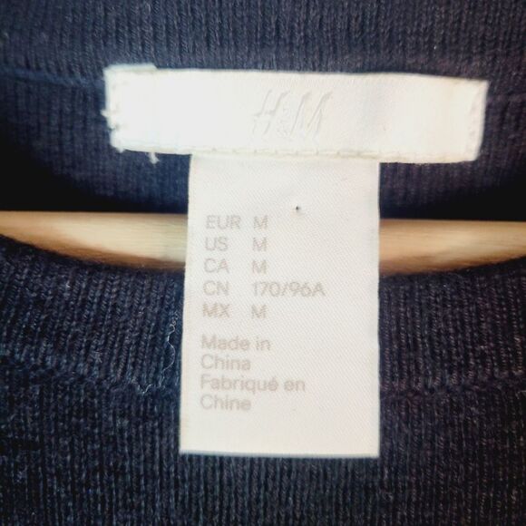 H&M Elegant Black Flare Sleeve Sweater with Pearl Accents - Picture 3 of 10